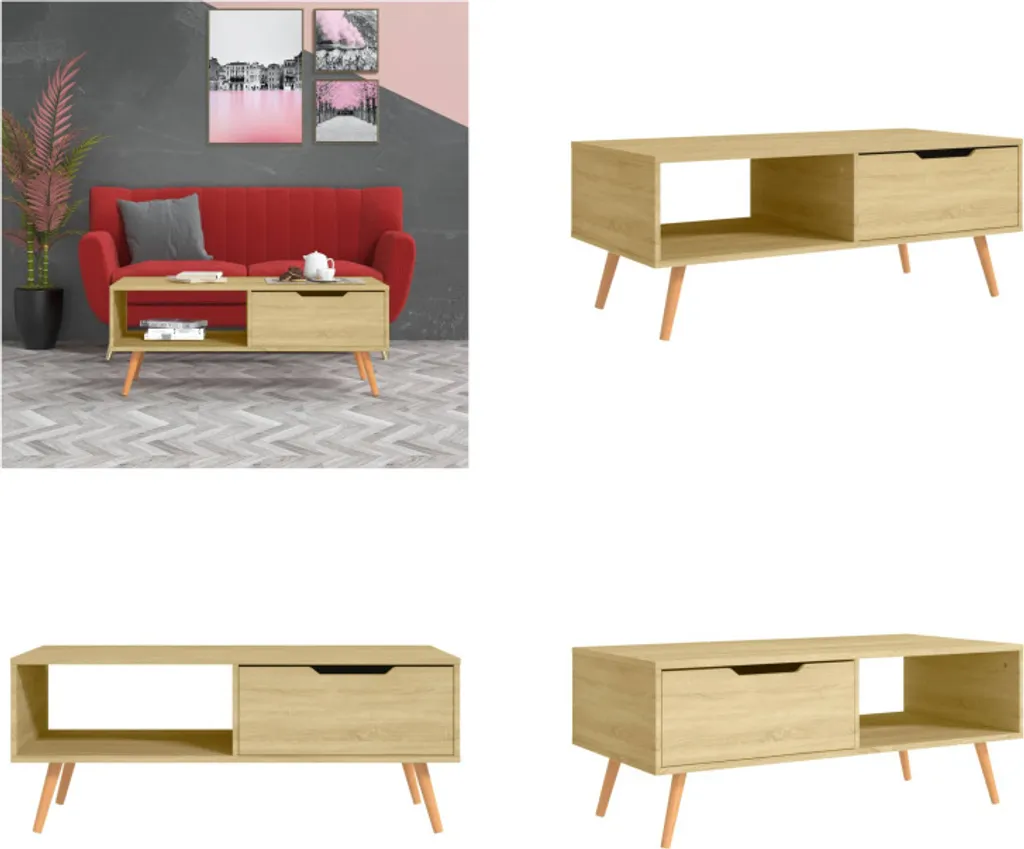 vidaXL Tavolino in rovere Sonoma 100x49,5x43 cm Materiale a base di legno - Tavolino - Tavolini - Tavolo da salotto - Tavoli da salotto