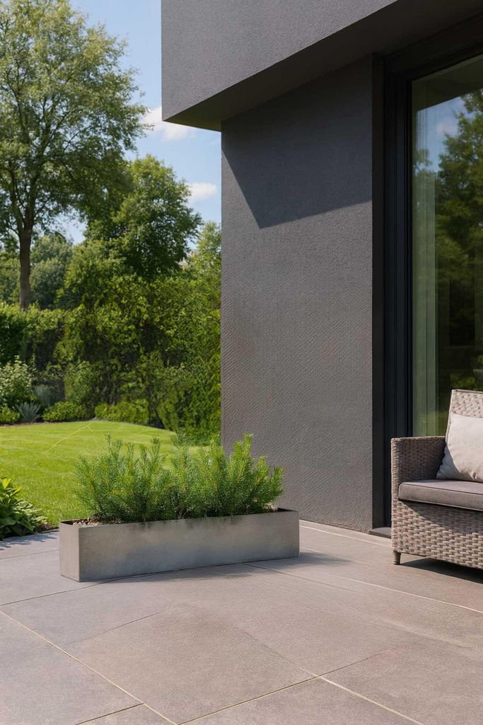 VIVANNO Blumenkasten Fiberglas FLOBO Grau Beton 100x17x15 cm