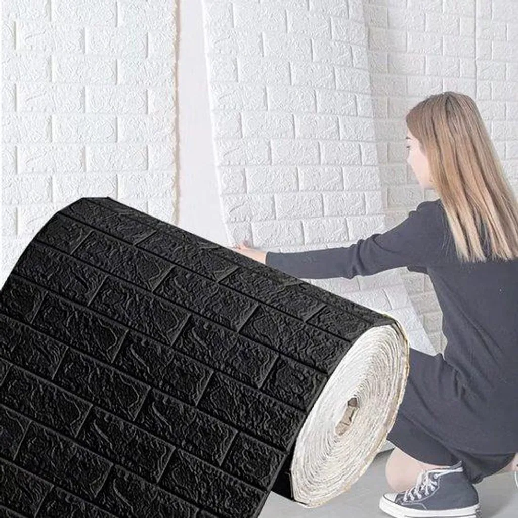 Papier peint salon et cuisine 3D brique - Panneau mural 20m autocollant