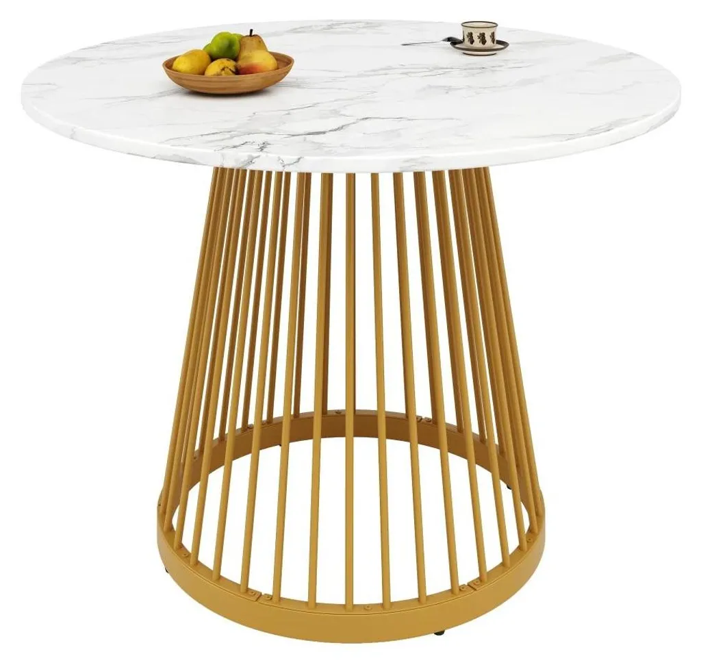 Table à manger 4 personnes ronde pour petit espace - Déco Blanche et Or