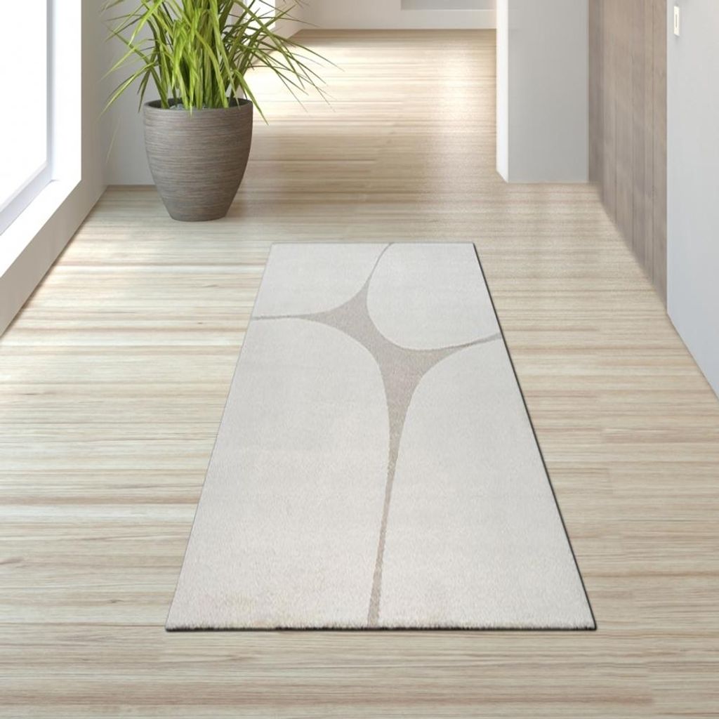 Wohnzimmerteppich minimalistisch Hoch-Tief-Effekt im abstrakten Muster in creme Größe - 80 x 150 cm