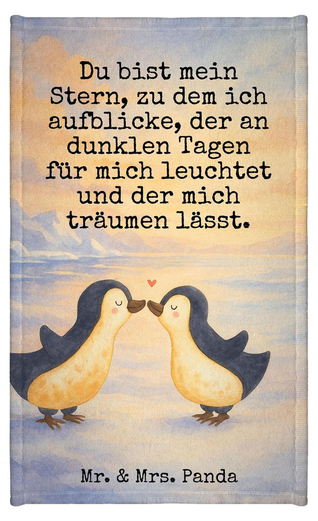Mr. & Mrs. Panda Handtuch Pinguin Liebe Design - Weiß - Geschenk, Geschenkidee, Freundin, Kleines, Freund, Gästetuch, badezimmer, Gästehandtuch ...