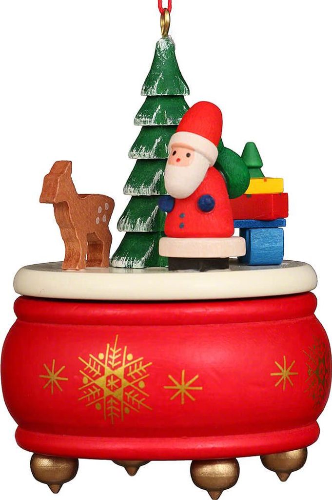 Christbaumschmuck Spieldose rot mit Weihnachtsmann (7,7cm) von Christian Ulbricht