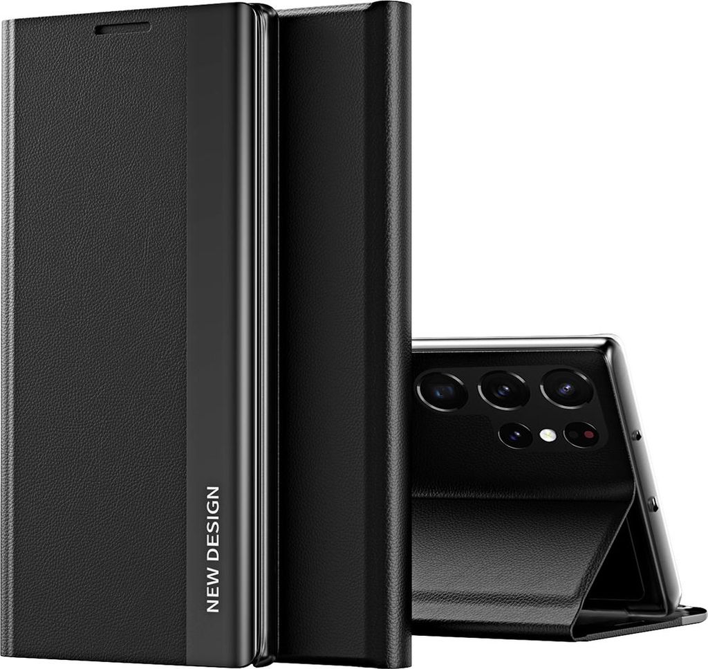 Galaxy S26 Ultra Hülle, Leder PolyurethanMagnetisch Klapp Stand Schutzhülle für Samsung Galaxy S26 Ultra Schwarz