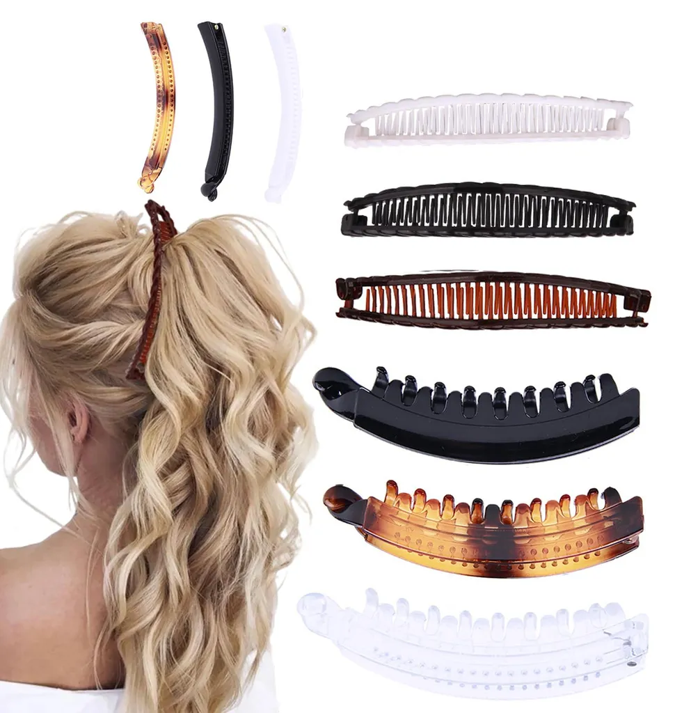 Fixation Cheveux sans Marques : Pack 9 Pinces Bananes pour Cheveux Épais
