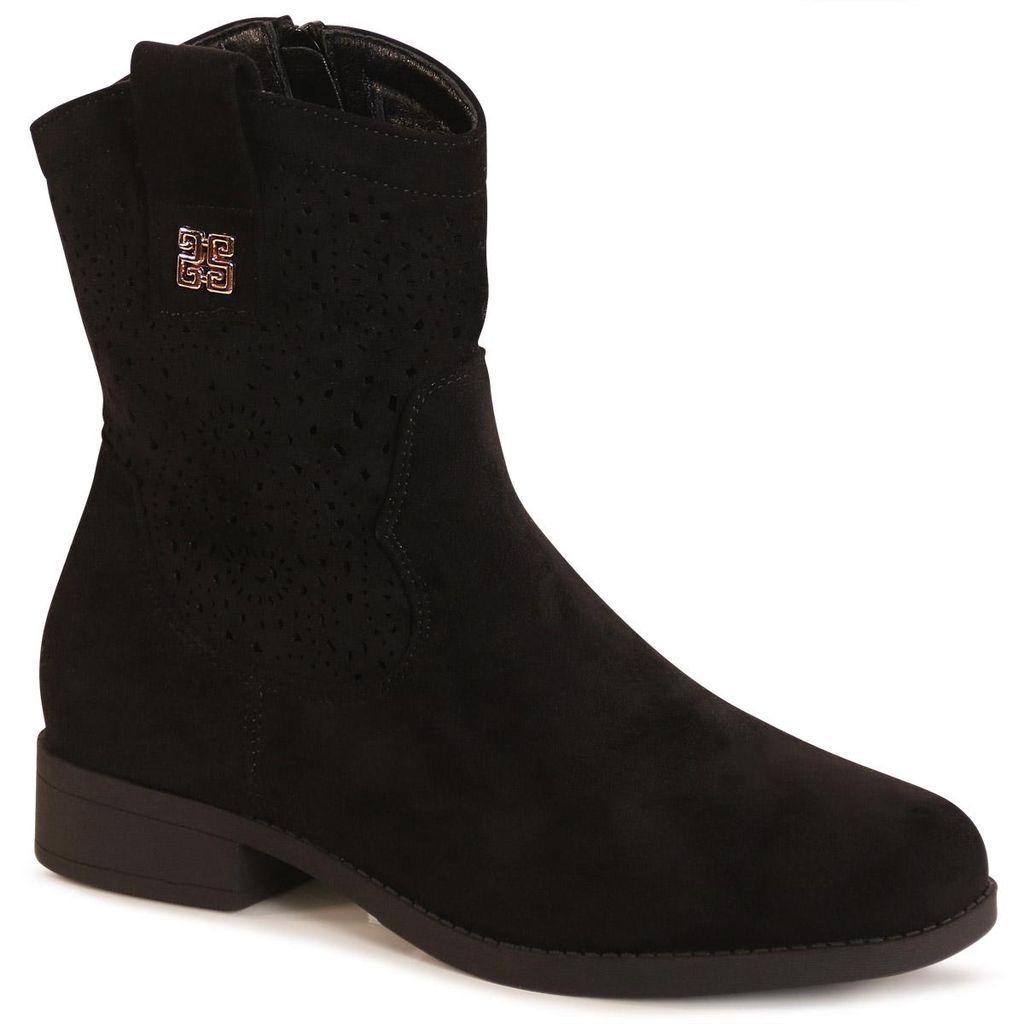 topschuhe24 3216 Damen Cut Out Stiefeletten Ankle Boots, Farbe:Schwarz, Größe:38 EU