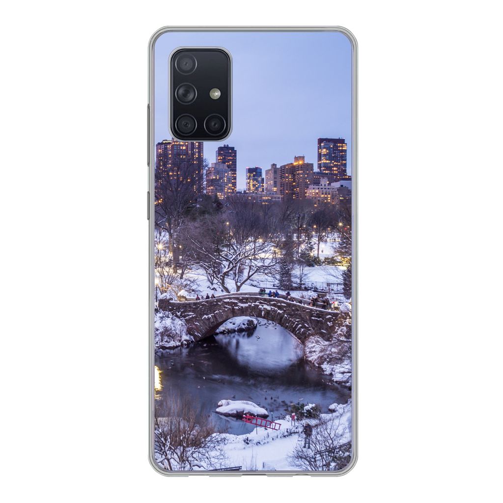 MuchoWow Handyhülle Schutzhülle Hülle für Samsung Galaxy A51 New York - Central Park - Winter Silikon Softcase Handy Hülle - Schutzabdeckung