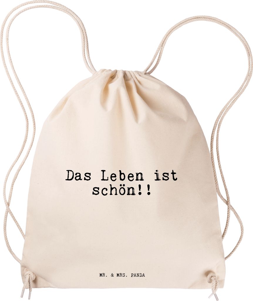 Mr. & Mrs. Panda Jutebeutel Das Leben ist schön!!... - Transparent - Geschenk, Beutel, beutelrucksack, gym rucksack, Sprüche, wander, Weisheit, S...