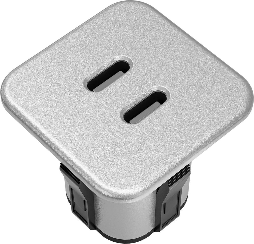 USB-C Einbau-Hub 2-Fach für Möbel & Tischplatten Schwarz o. Produktbild 