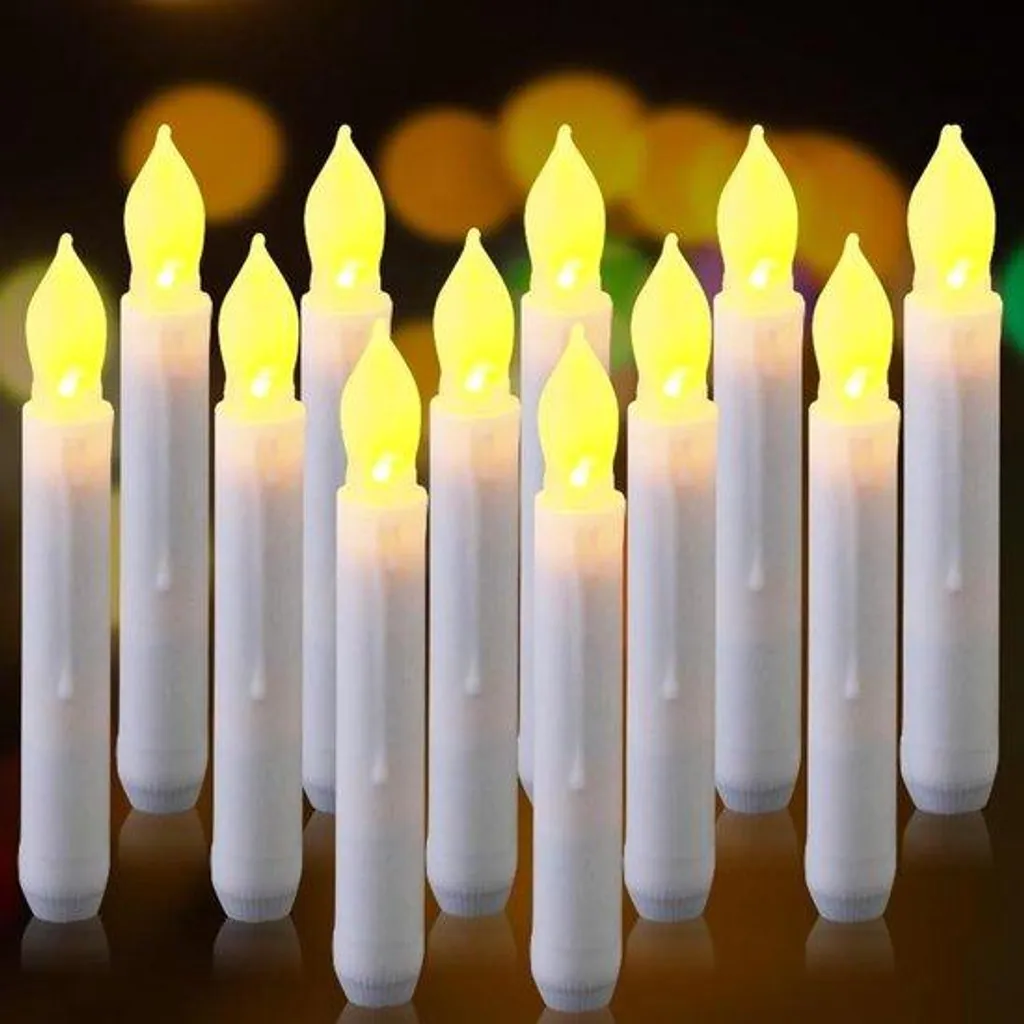 Lot de 12 Bougies LED Extérieur Scintillantes Blanc Chaud avec Minuteur