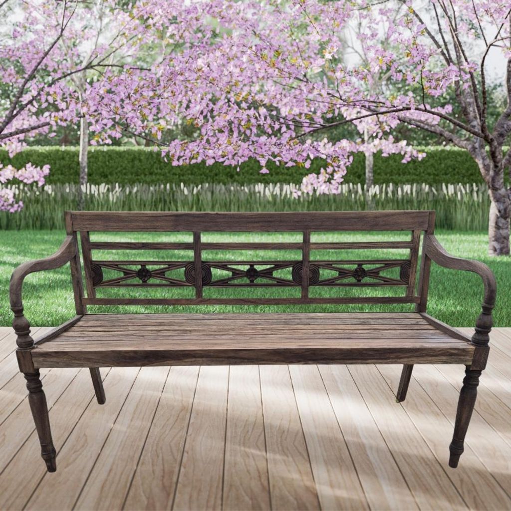 Massive Teakholz Sitzbank CHRISTOS 150cm brown Outdoor Produktbild 