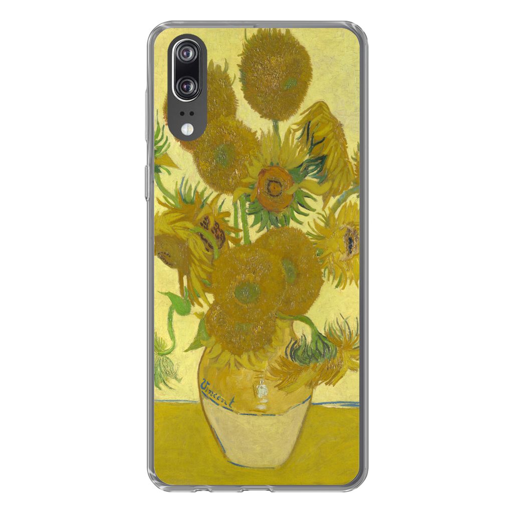 MuchoWow Handyhülle Schutzhülle Hülle für Huawei P20 Sonnenblumen - Vincent van Gogh Silikon Softcase Handy Hülle - Hardcover