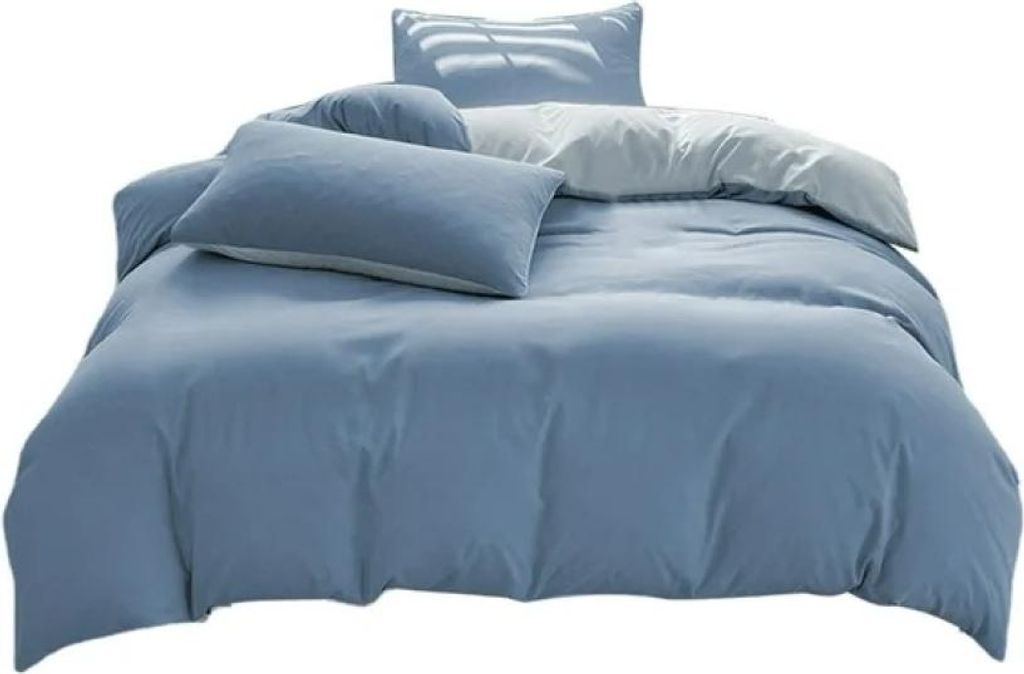 Cover 4 Piece, Cozy Plush Bedding, Reversible Bedding Set, Soft Bed in a Bag, Includes Cover, Sheets, Pillowcases, Bedding Set, Light Blue