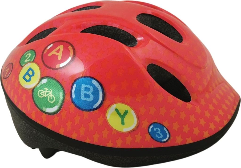 Fahrradhelm Kinder - Kinder Fahrradhelm - Kinderfahrradhelm - Bellelli - Alphabet rot - Größe: S (48-54cm) - Skaterhelm - Rollschuhhelm