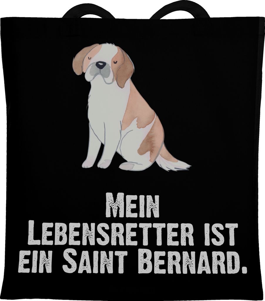 Mr. & Mrs. Panda Tote Bag Saint Bernard Lebensretter - Schwarz - Geschenk, Tasche, Beutel, St. Bernhardshund, Dog, Jutebeutel, Chien Du Saint-Berna...