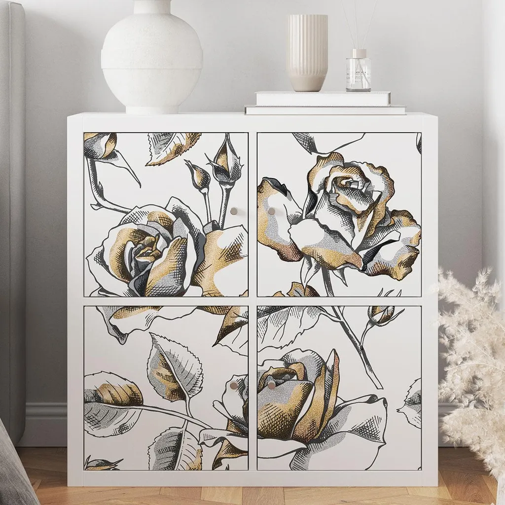 Rénover Meuble avec Sticker Adhésif Fleurs 80x80 cm - Fini Brillant Net