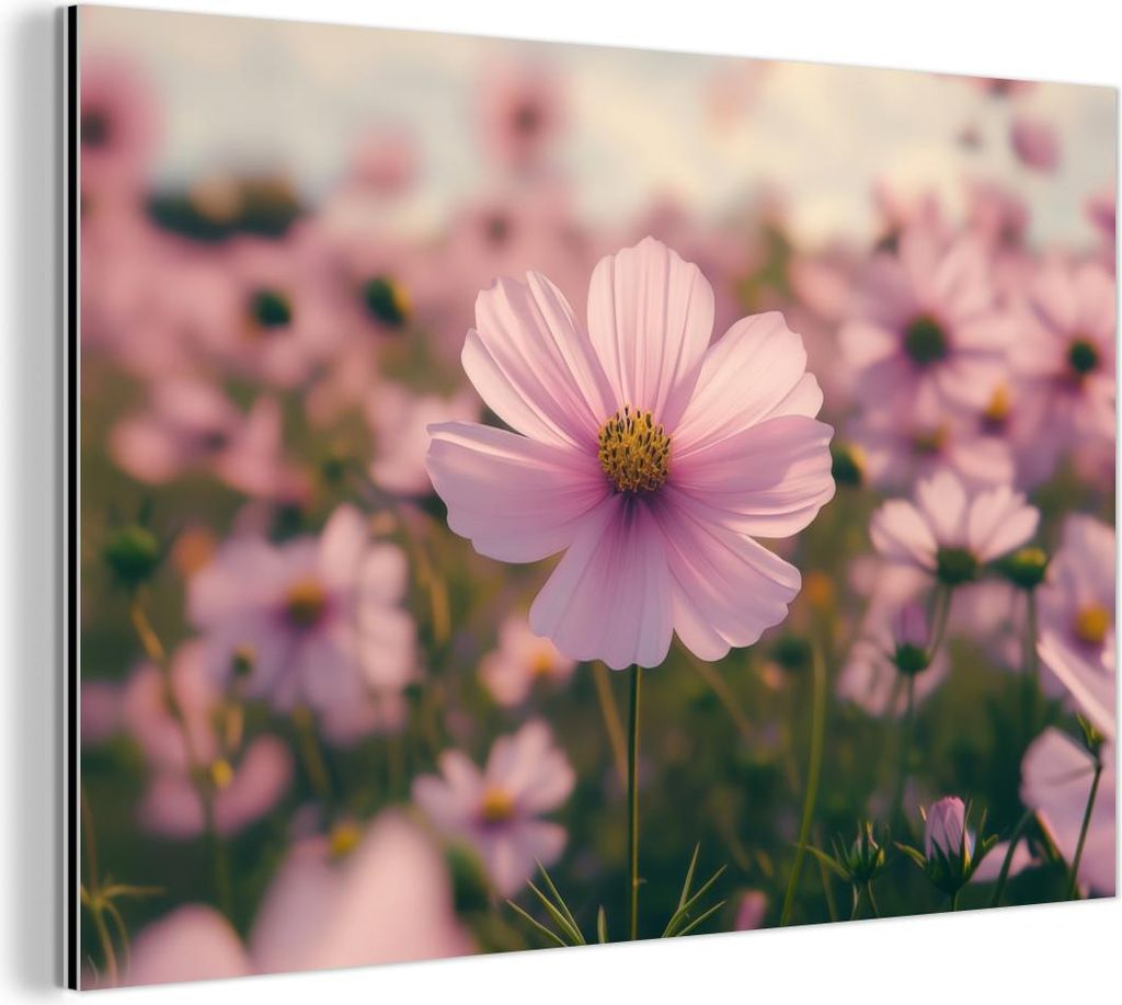 MuchoWow Wanddekoration Metall Metallbild Wandkunst 120x80 cm Blumen - Lila - Unscharf MuchoWow Aluminium Gemälde - Alu Bild