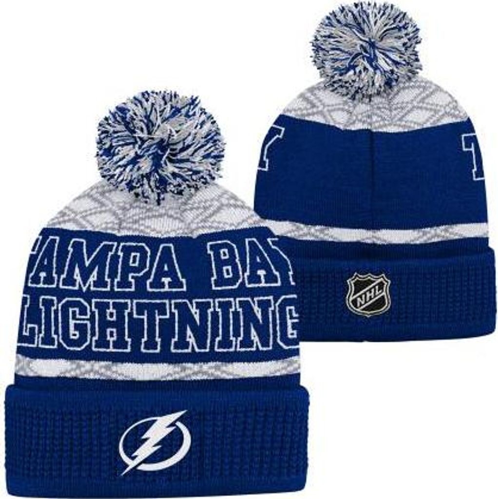 Dětská zimní čepice Tampa Bay Lightning NHL Puck Pattern Cuffed Pom