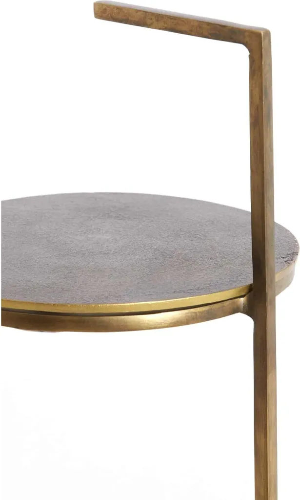 Table de bout de canapé LEDA travertin et bronze - Support déco 76 cm - 6