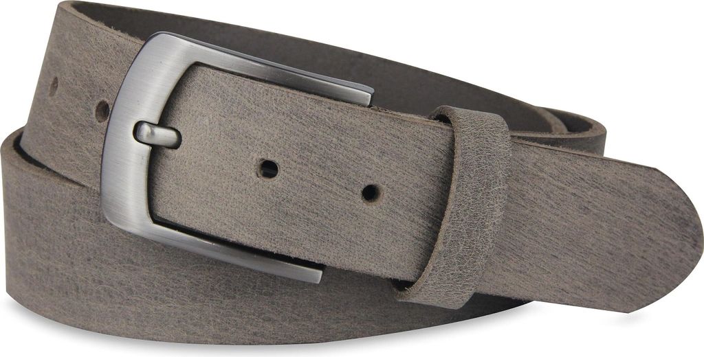 Ledergürtel aus echtem Büffelleder, GERMANY, Gürtel für Damen und Herren, 3,8 cm breit, Grau, Größe 100