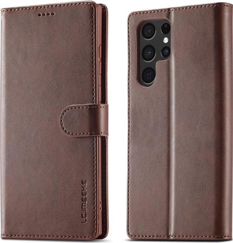 Samsung Galaxy S26 Ultra Hülle - LC.IMEEKE Luxus Klapphülle - Dunkelbraun