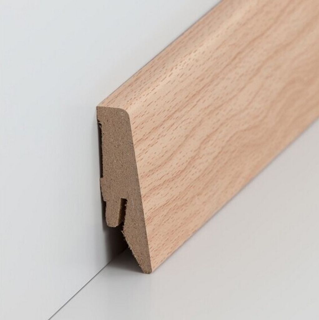 Sockelleiste MDF 18 x 58 x 2500 mm Buche zum Kleben, Clipsen, Schrauben & Nageln MDF-Kern foliert Fußleiste by PROVISTON 62.5 Meter | 25 Stück