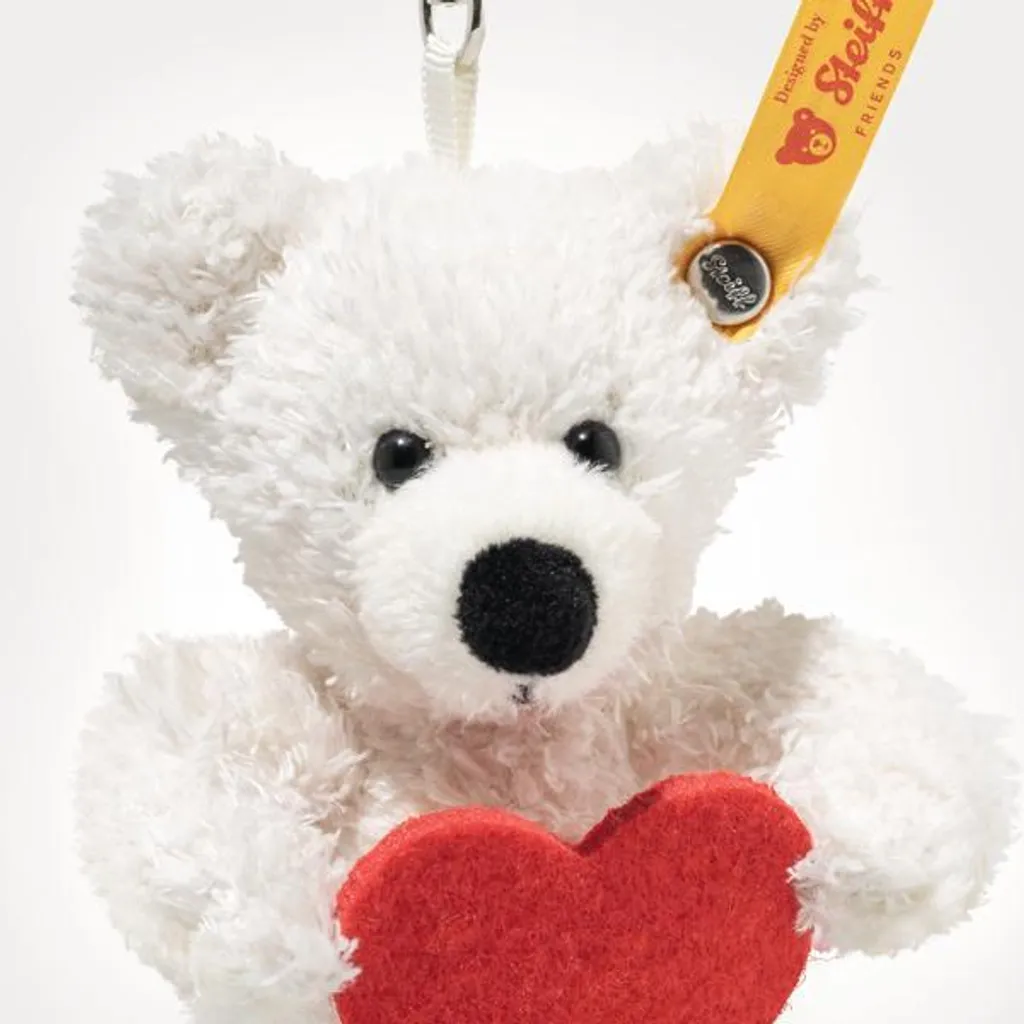 Pendentif Teddybear Lotte Steiff Blanc Love avec Bouton à l'Oreille