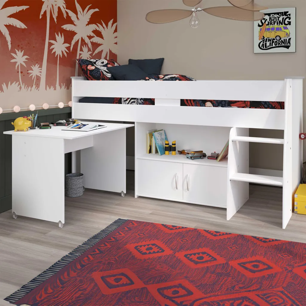 Lit combiné avec sommier tapissier intégré 90x200 cm blanc épuré - 10