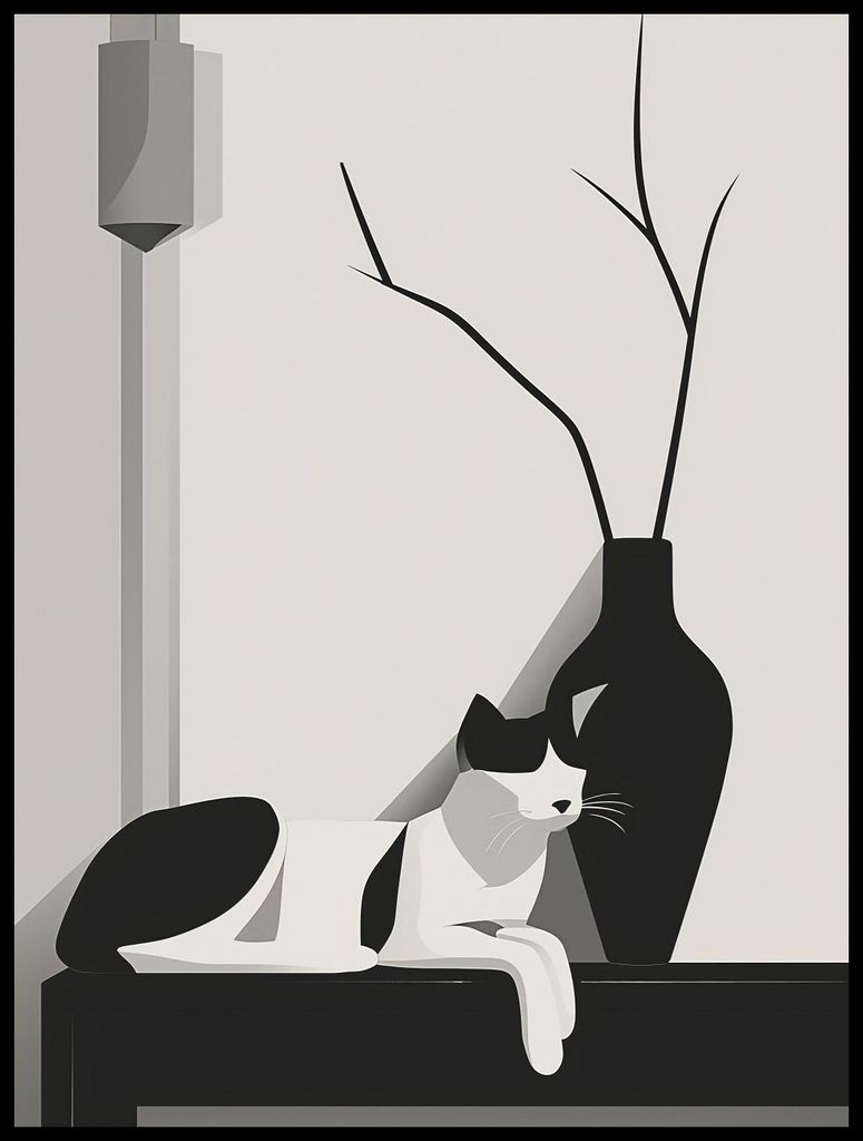 Plakat 60x80cm Katze in Grautönen