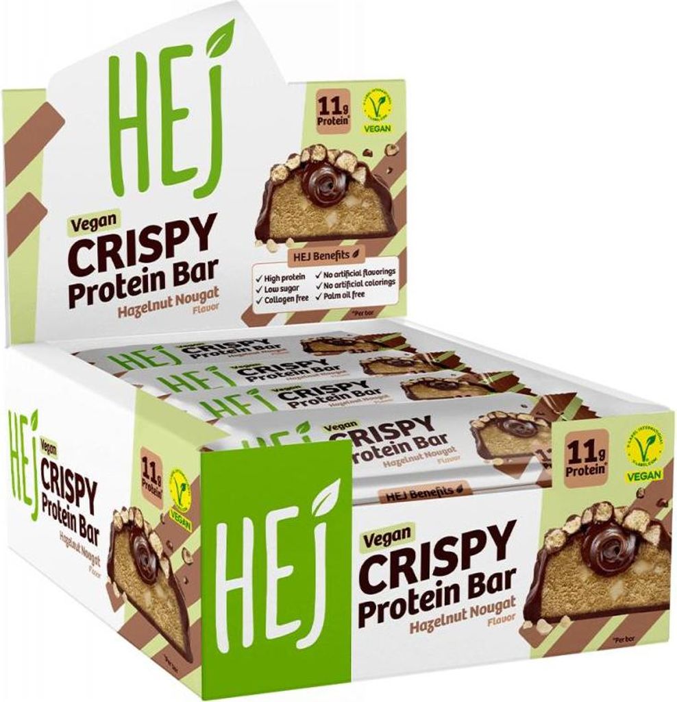 HEJ Natural HEJ Crispy Vegan Protein Bar (12x45g) Hazelnut Nougat - Riegel - Protein-Riegel