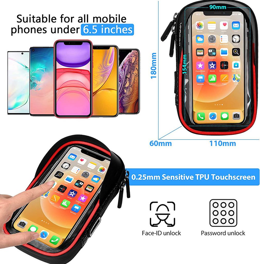 Wasserdicht Handyhalterung Handyhalter Fahrrad Lenkertasche Produktbild 4