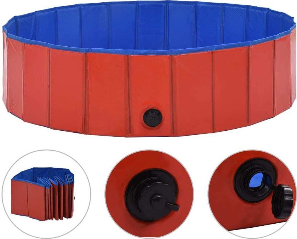 Hundepool Faltbar Rot 120 x 30 cm PVC