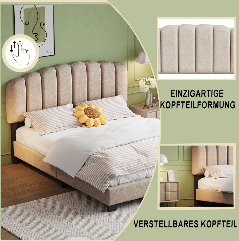 Lit 140x200 beige en lin : dites adieu au mal de dos et au bruit