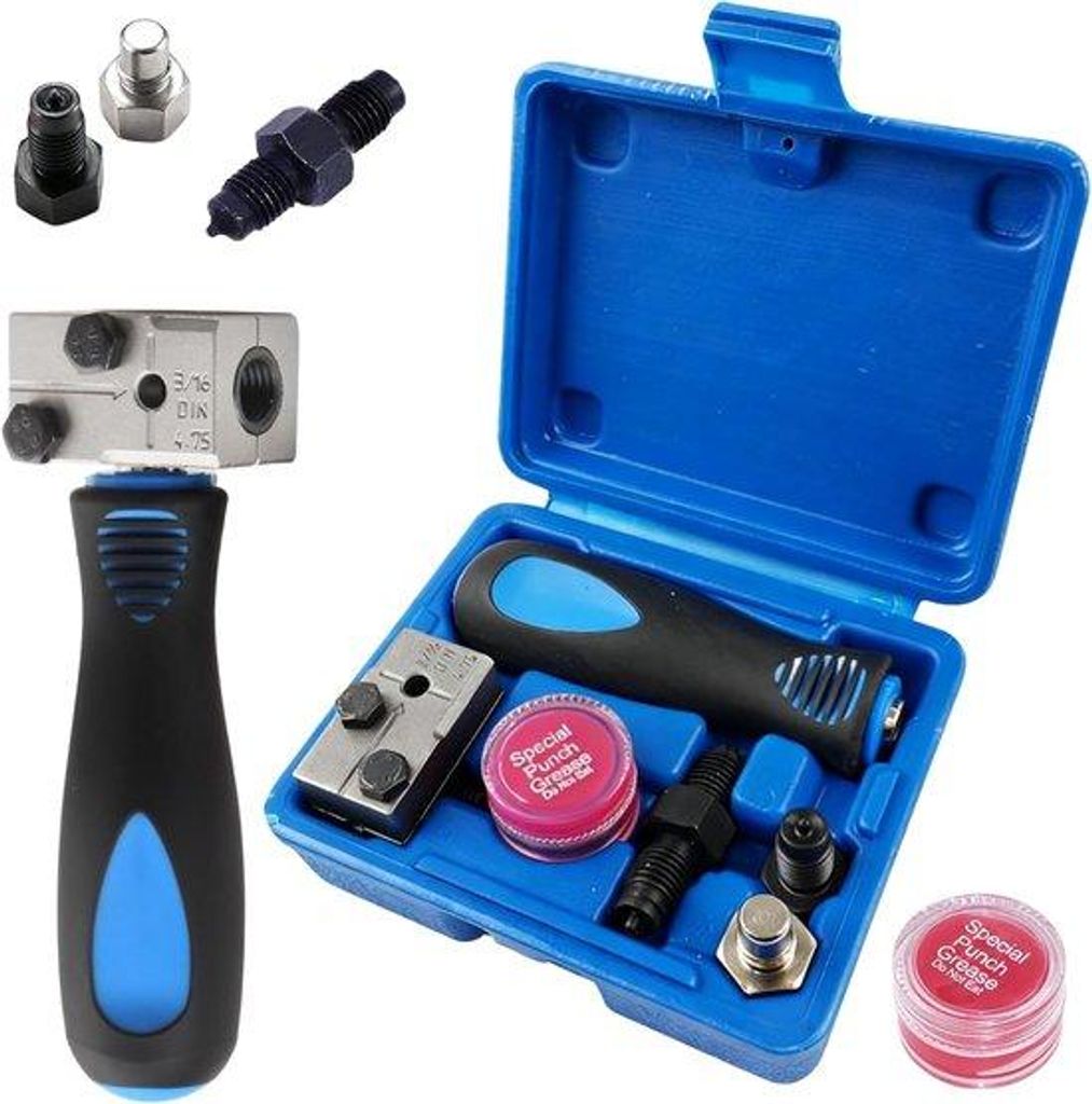 Autobanden Remleiding Klemmachine für 4,75 mm und 3/16 Zoll - Universelle Kupfer- und Nickelschlauch Klemmgerät - Robuste, DIN-konforme Doppelkle...