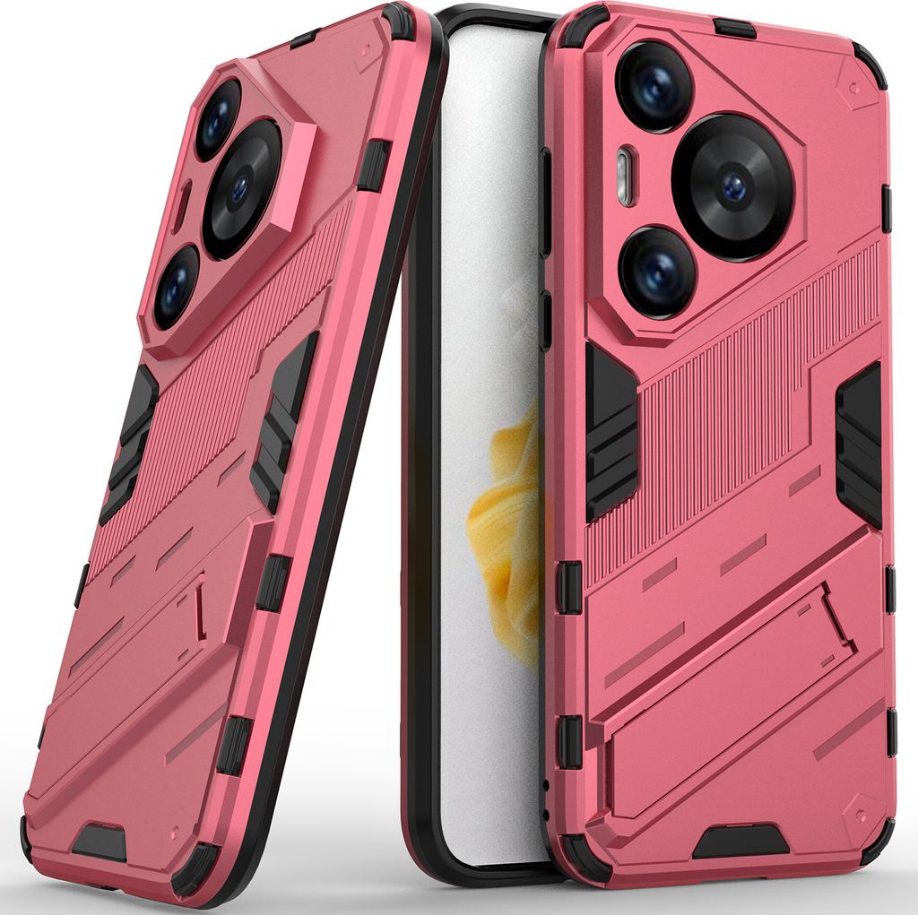 Armor Hülle für Huawei Pura 70 Pro / 70 Pro+ Hybrid PC TPU Bumper Stoßfestes Schutzhülle mit Standfunktion Rosa