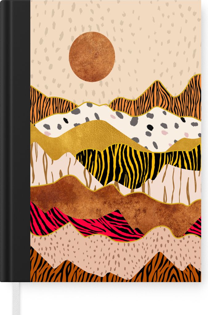 MuchoWow Notizbuch Tagebuch Haushaltsbuch Notebook A5 Tiger Druck - Pastell - Gold - Druck - Tiger - Abstrakt - Notizblock - Notizheft - Notebook...