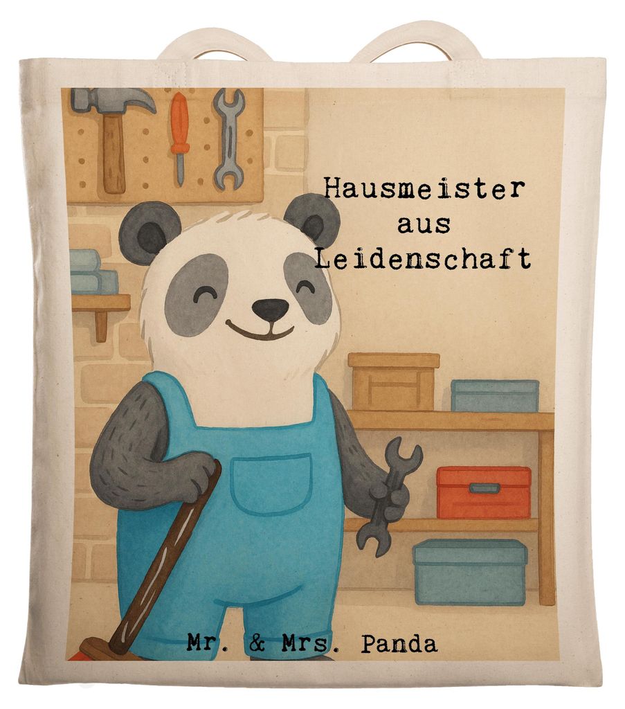 Mr. & Mrs. Panda Tote Bag Hausmeister Leidenschaft Design - Weiß - Geschenk, Lustig, Concierge, Hausverwalter, Spruch, Tasche, Shopping, Laptoptas...