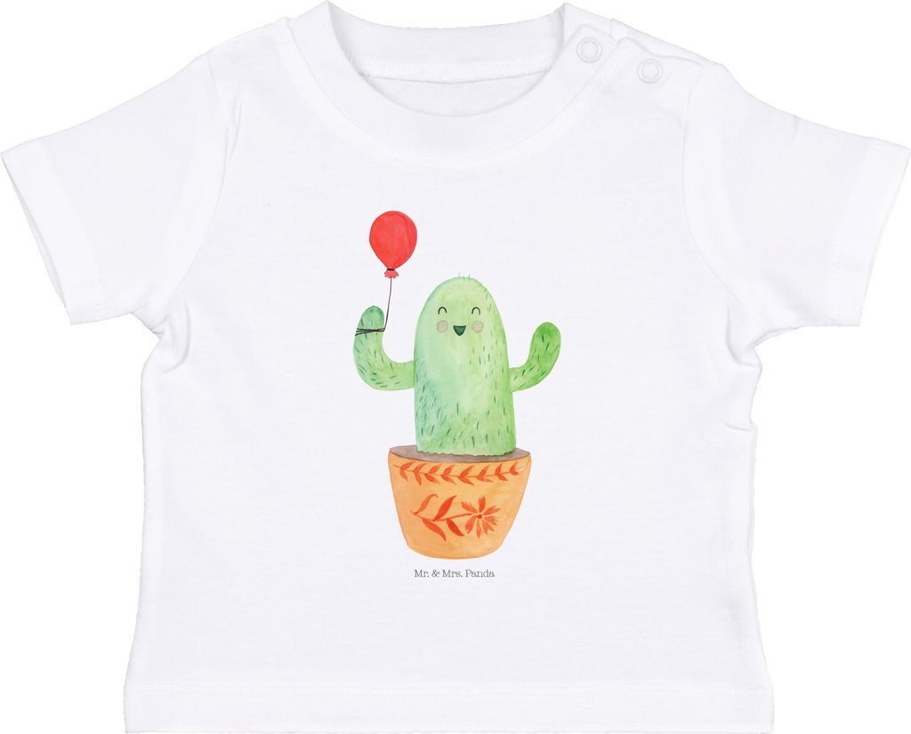 Mr. & Mrs. Panda Babyshirt Kaktus Luftballon 6. - 12. Monat - Weiß - Geschenk, Freund, T-Shirt, Büro, Baby Top, Prüfung, Oberteil, Ausbildung, K...