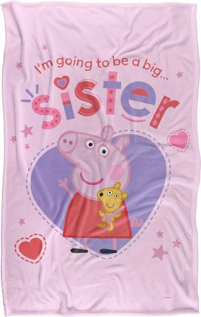 Couverture Peppa Pig Big Sister Blanche TV19290 - Texture Douce et Chaude
