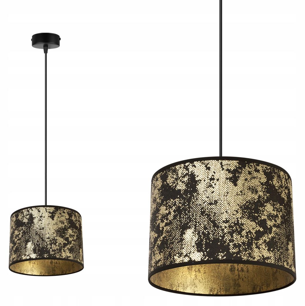 Kronleuchter Pendelleuchte mit goldenem Muster – Moderne Hängelampe mit goldenem Lampenschirm, Deckenlampe für Wohnzimmer und Esszimmer