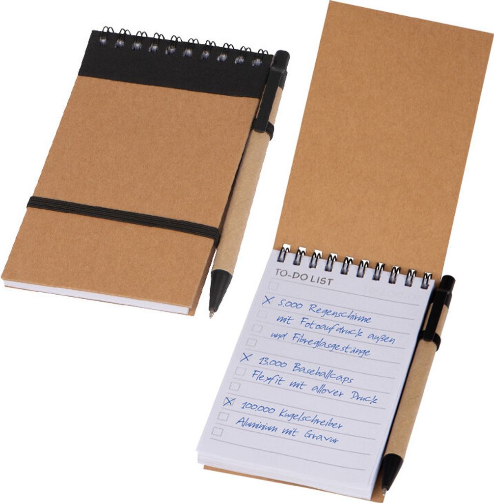 Schreibset / Kugelschreiber und Spiral-Notizbuch mit "To do Liste" / ca. DIN A6