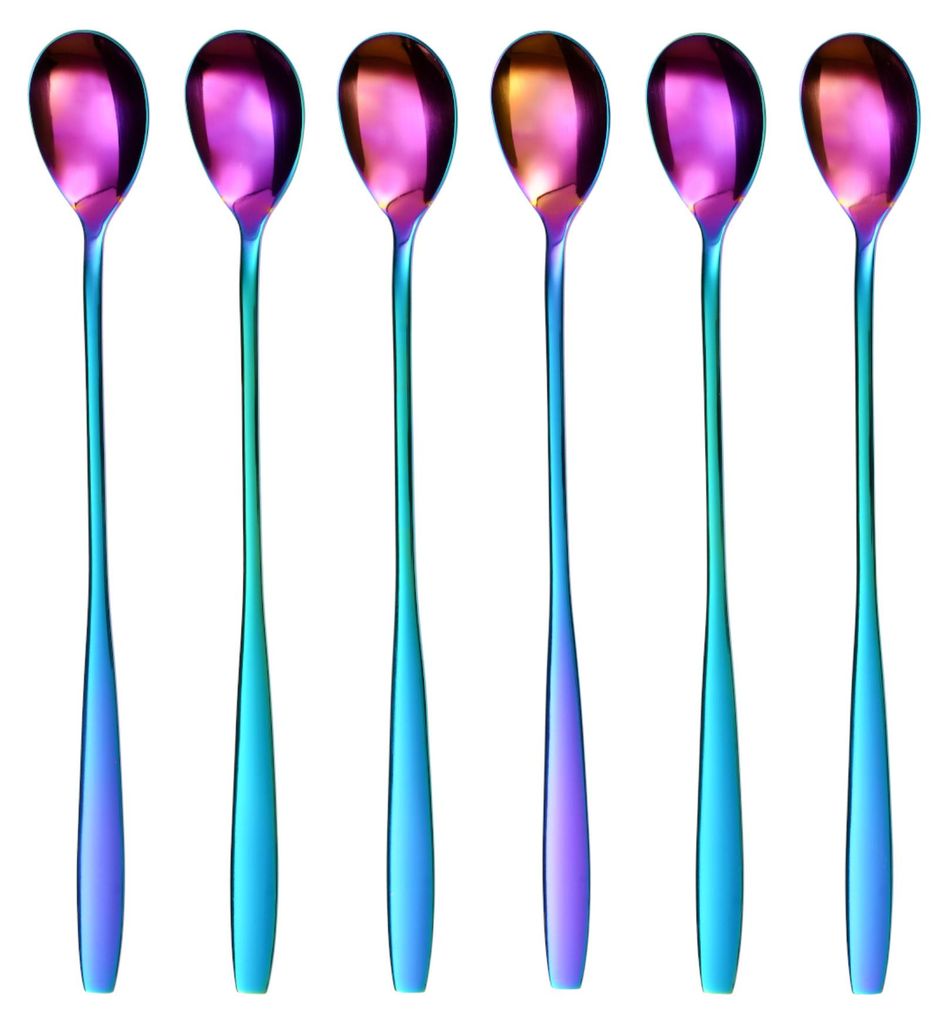 Latte Macchiato lepelset, regenboogkleuren, 6-delig, 22 cm, Productafbeelding 