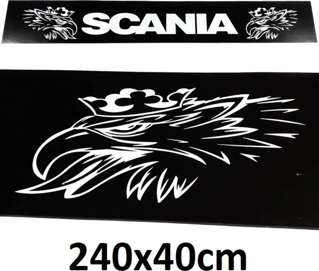 Aile arrière Scania 40x240 cm en caoutchouc avec logo blanc et noir
