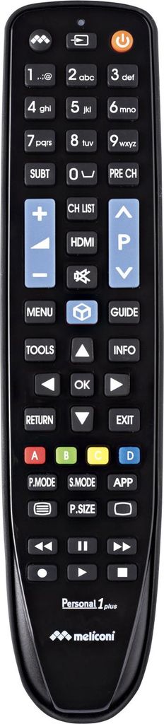 Meliconi Gumbody Personal 1 Plus Telecomando IR Wireless pro Samsung TV Nero Gomma