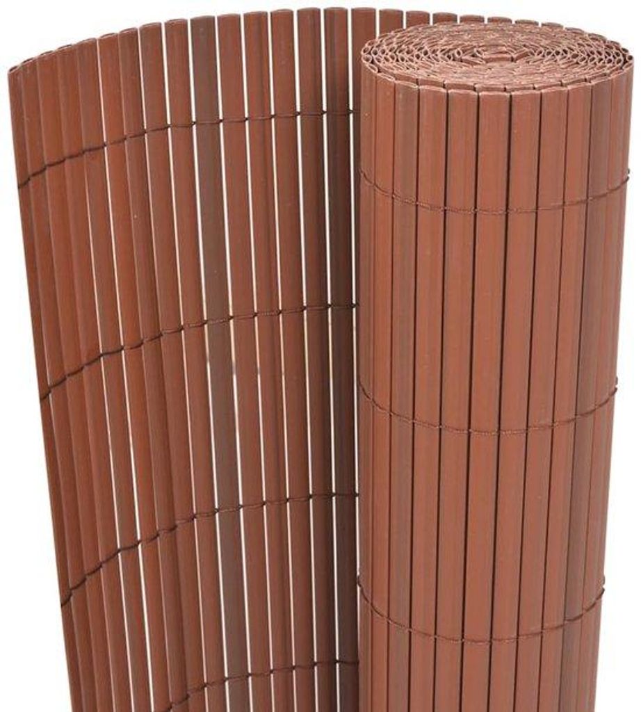 Doppelseitiges PVC-Gartenzaun - Privatschutz & Balkonzaun - UV-beständig & Wetterbeständig - 90 x 300 cm - Braun