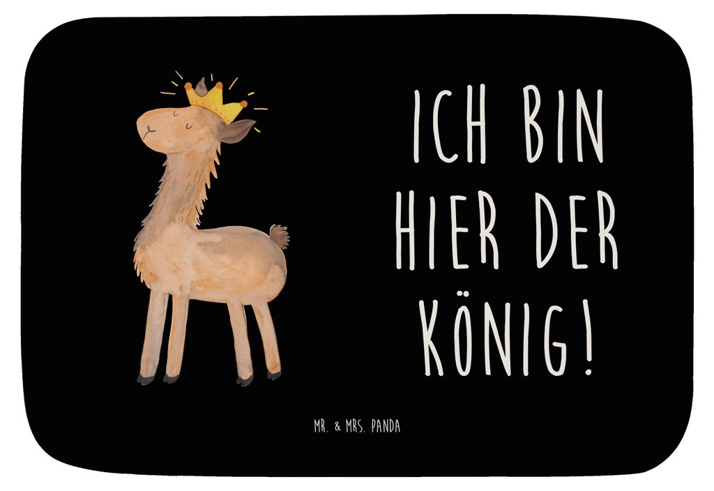 Mr. & Mrs. Panda Badteppich Lama König - Schwarz - Geschenk, Papa, Duschvorleger, Mama, Badezimmerteppich, Freundin, Badematte, Bad Fußmatte, Bad...