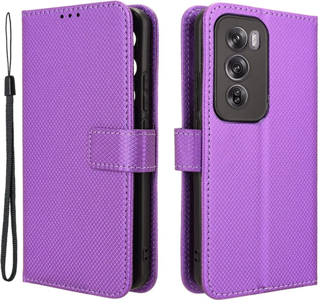 Custodia per Oppo Reno 12 Pro Viola con Diamanti e Porta Carte