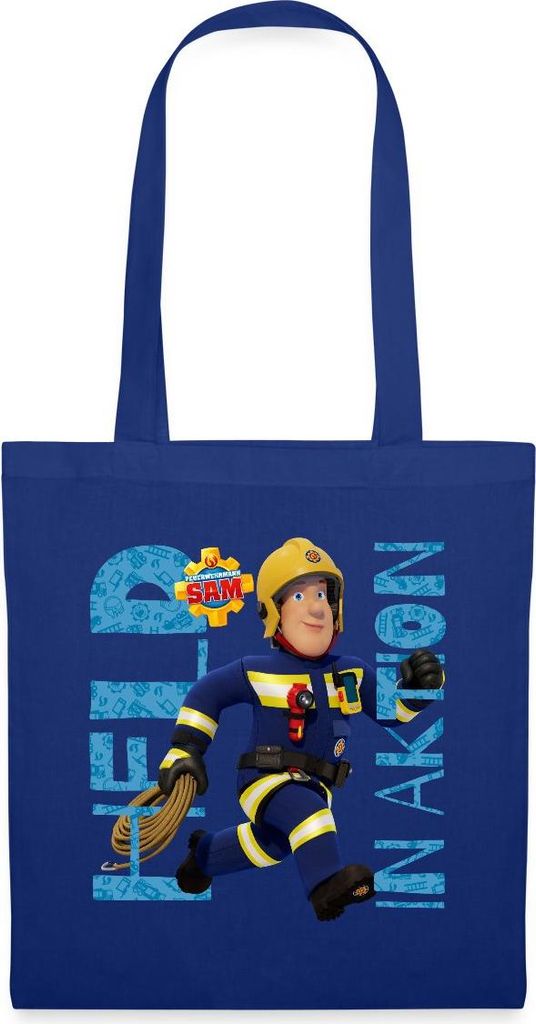 Spreadshirt Feuerwehrmann Sam Held In Aktion Cooles Design Stoffbeutel, One size, Royalblau