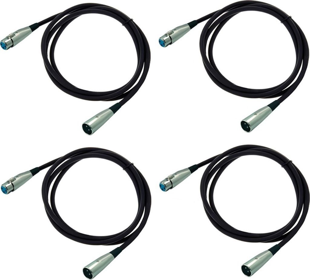 ARLI 4x XLR Mikrofonkabel 10m – 3-polig symmetrisch XLR Stecker auf XLR Kupplung Ø6mm abgeschirmt