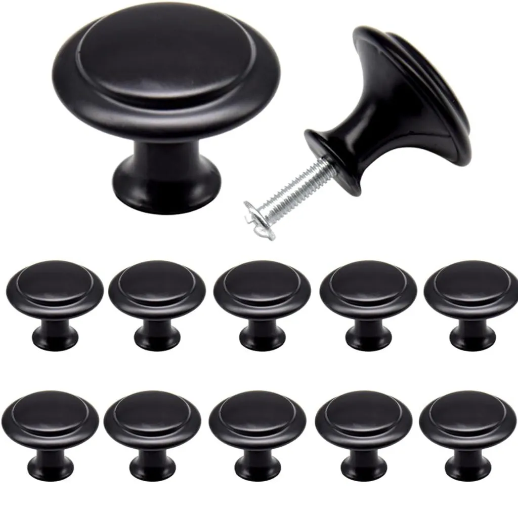 Boutons d'armoire noirs pour rénover les poignées de cuisine x12